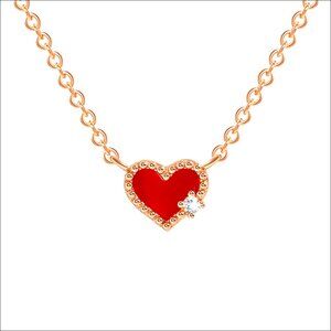 Gold Plated Heart Pendant Necklace with Crystal Charm